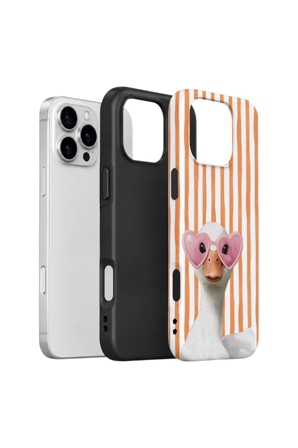 iPhone 16 Pro Vorian Çift Katmanlı Kılıf Heart Glasses Goose