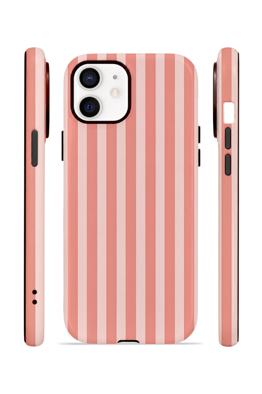 iPhone 12 Vorian Çift Katmanlı MagSafe Kılıf Coral Riviera Stripe