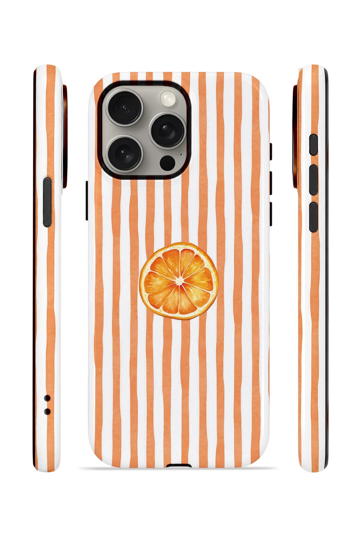 iPhone 15 Pro Max Vorian Çift Katmanlı MagSafe Kılıf Orange Slice Stripe
