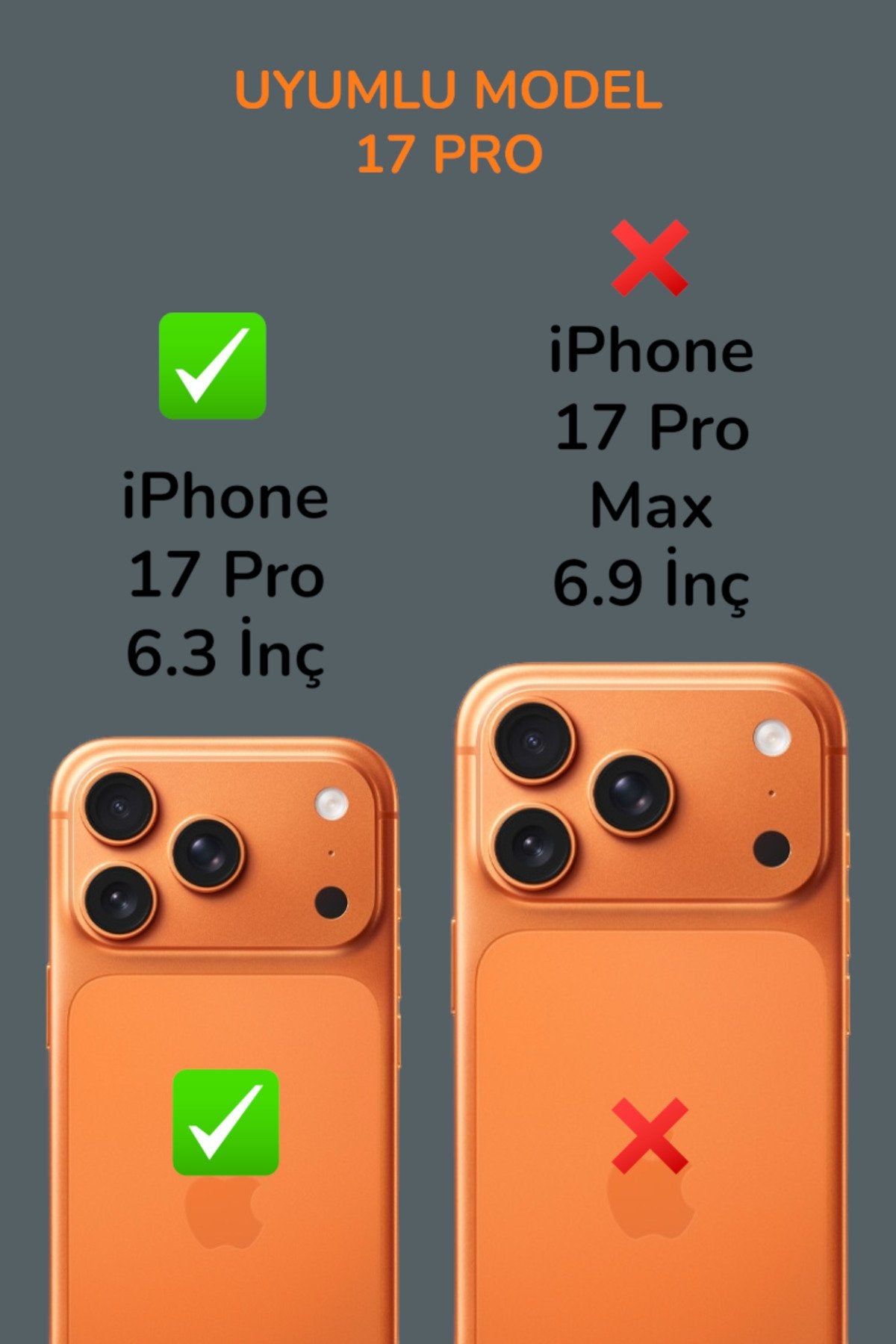 iPhone 17 Pro 6.3" Premium Tam Kaplama Lens Koruma Turuncu