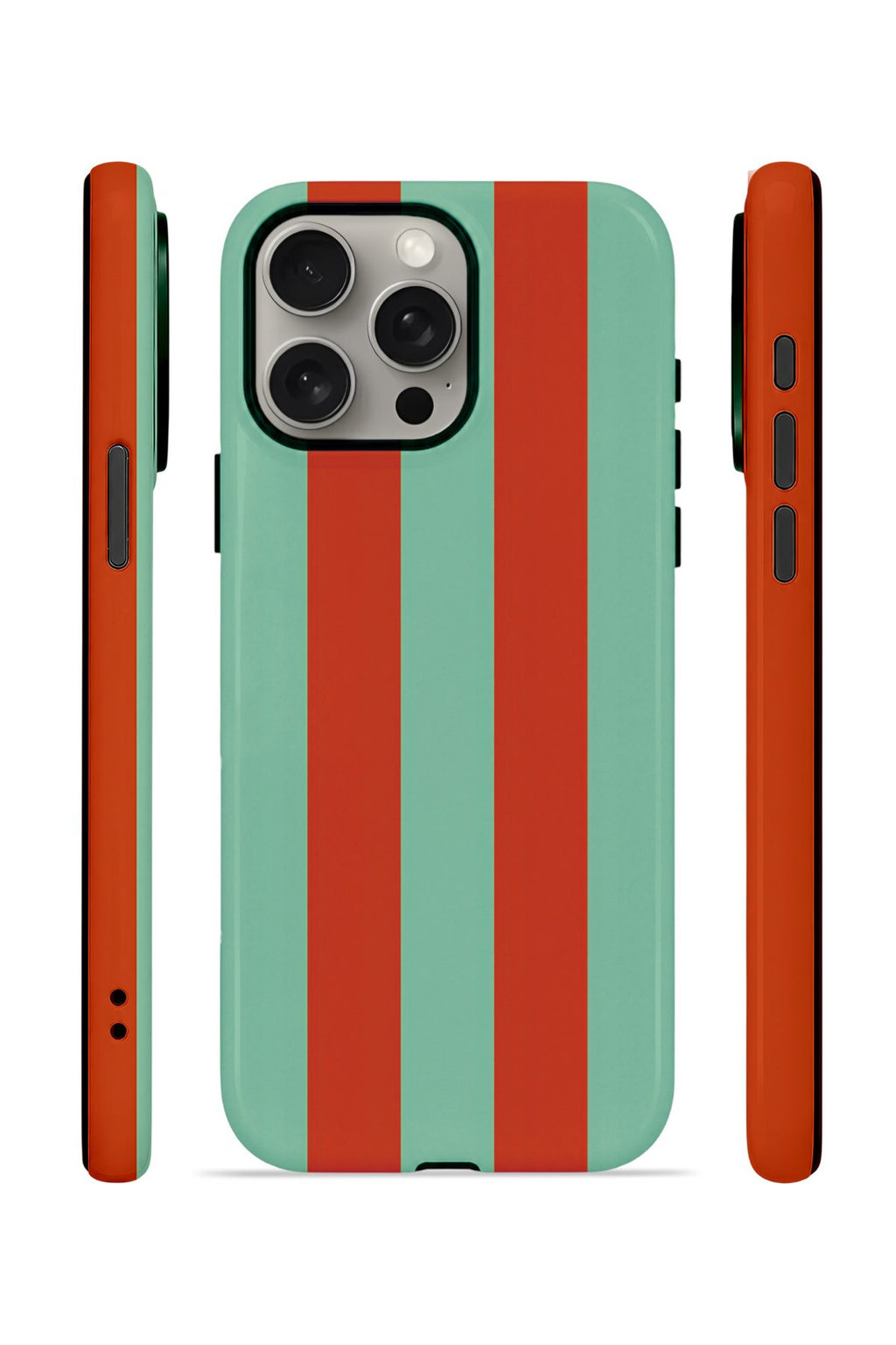 iPhone 15 Pro Vorian Çift Katmanlı Kılıf Terracotta Mint Stripe