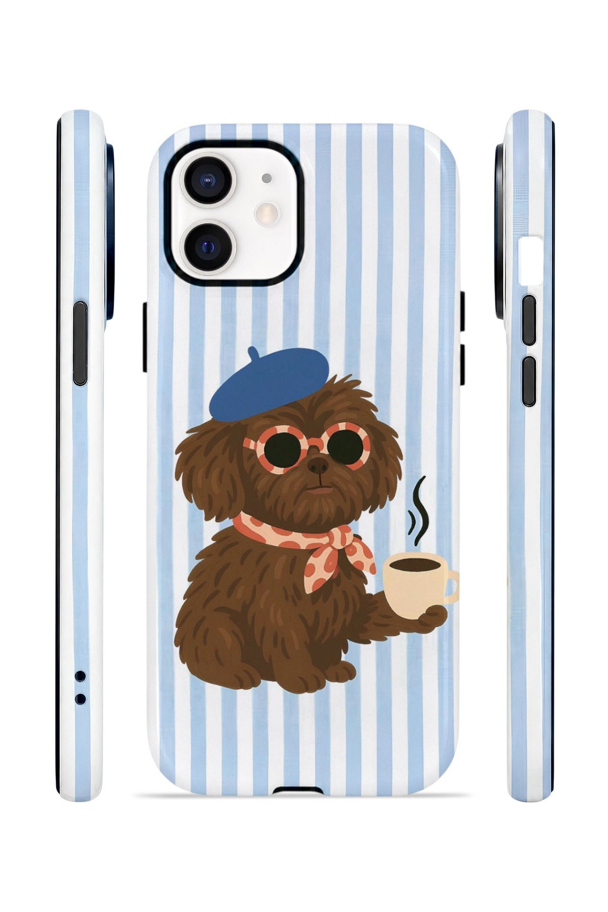 iPhone 12 Vorian Çift Katmanlı Kılıf Cafe Dog Riviera