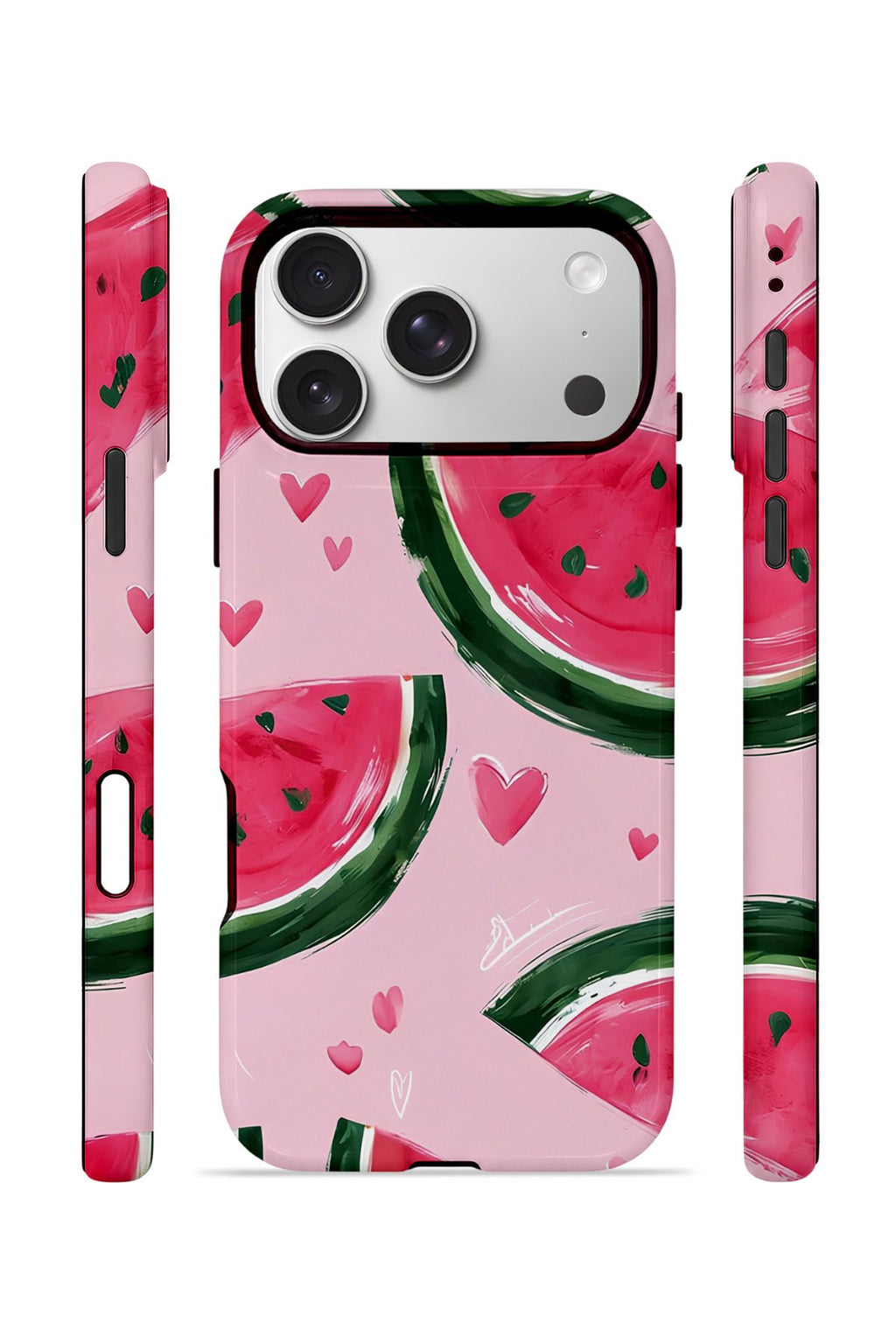 iPhone 17 Pro Max Vorian Çift Katmanlı Kılıf Watermelon Hearts