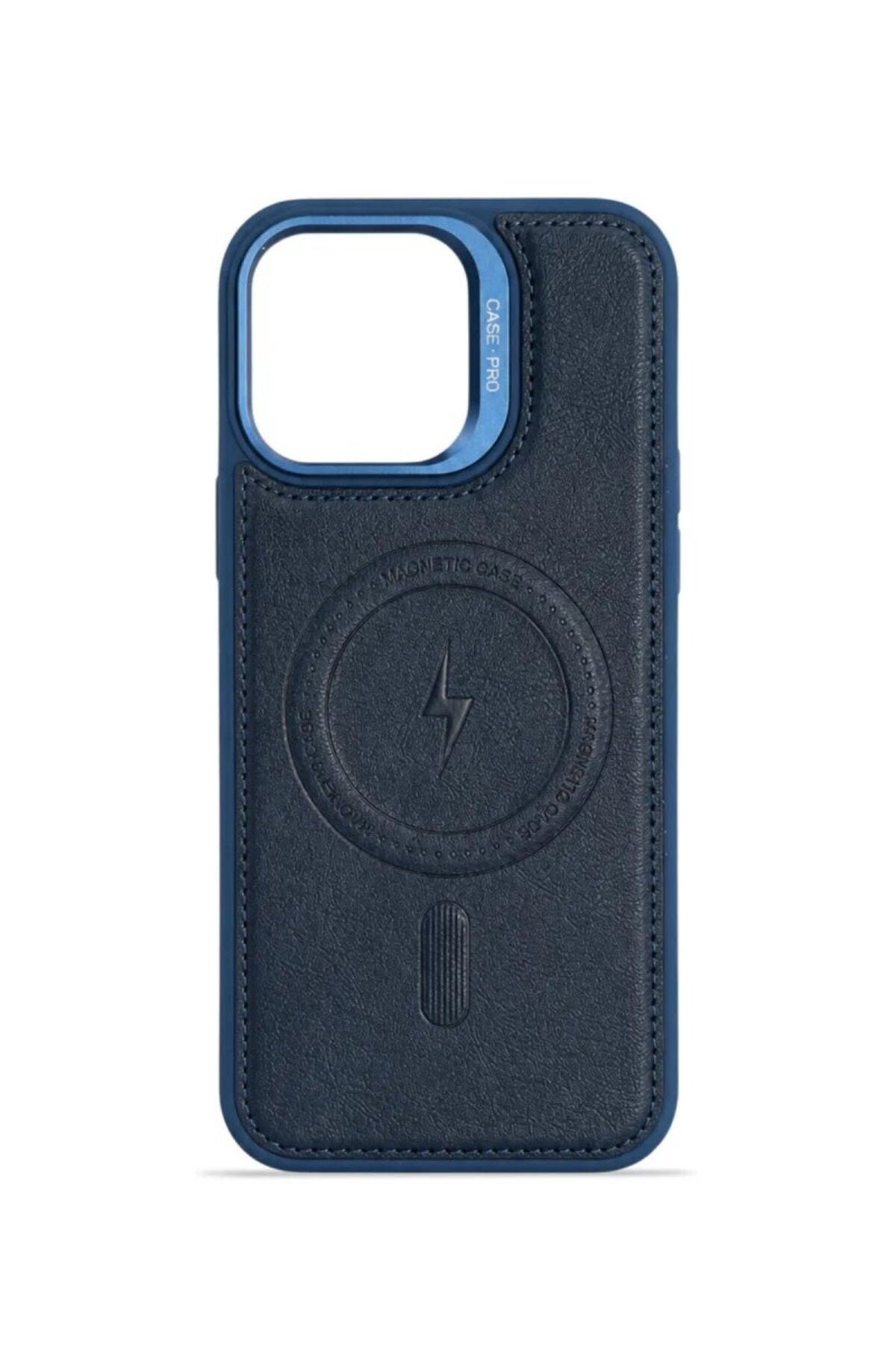 iPhone 14 Pro Max GripStand MagSafe Deri Kılıf Lacivert
