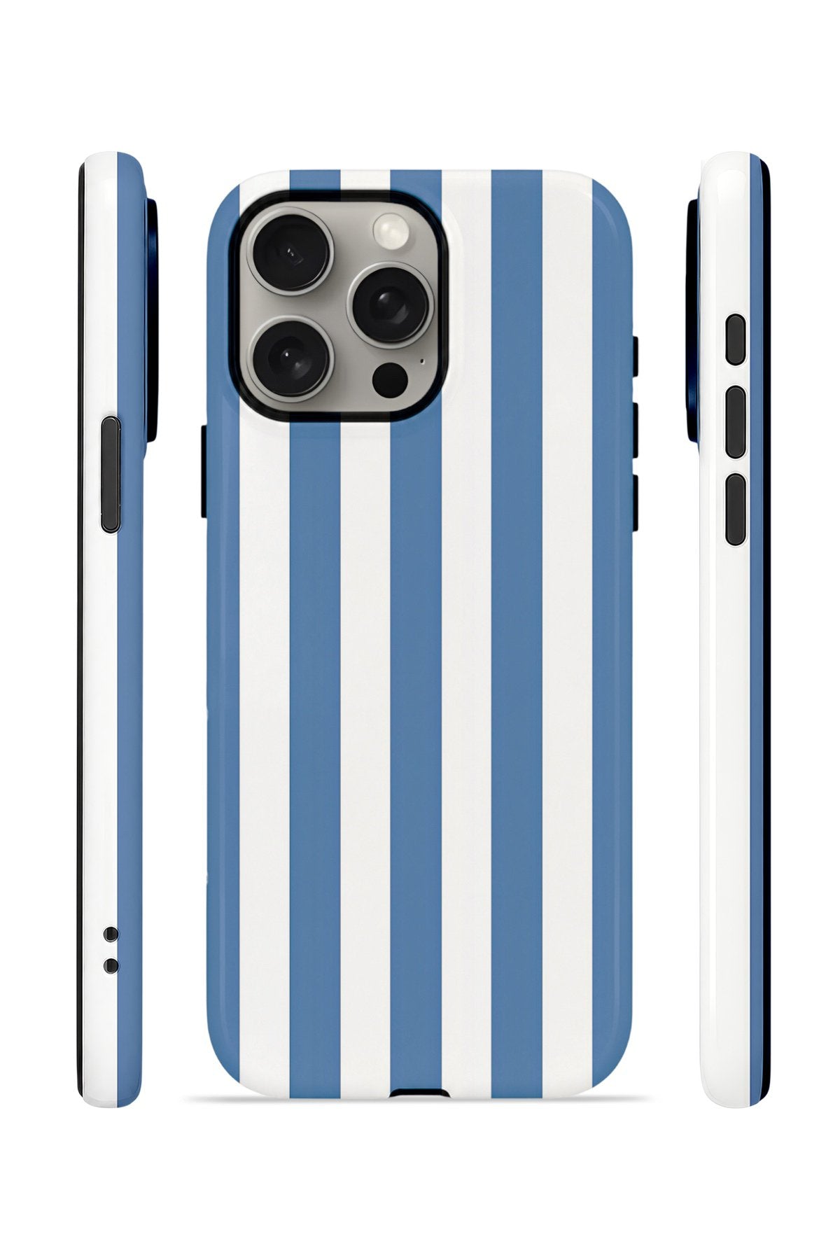 iPhone 15 Pro Vorian Çift Katmanlı Kılıf Blue Marina Stripe