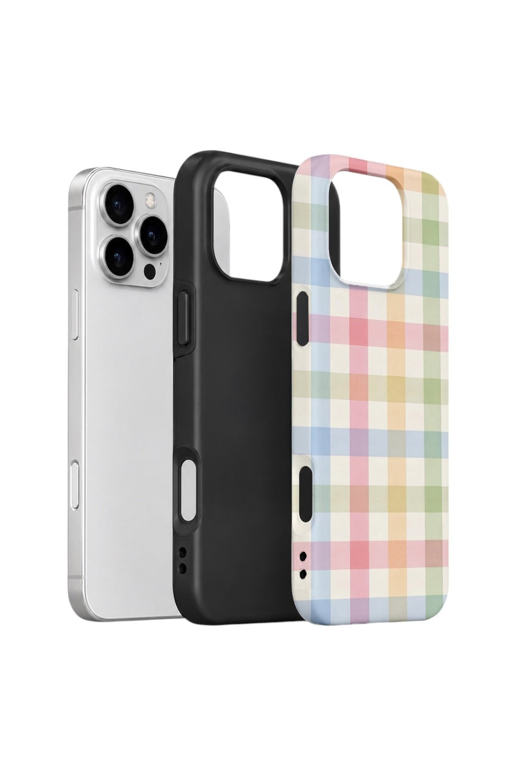 iPhone 16 Pro Max Vorian Çift Katmanlı Kılıf Pastel Gingham