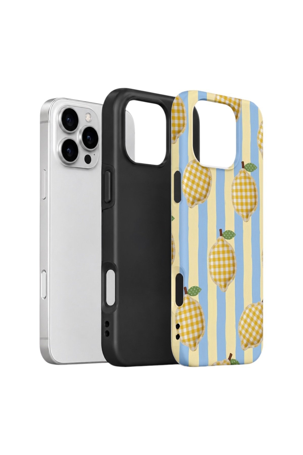 iPhone 16 Pro Vorian Çift Katmanlı Kılıf Gingham Lemon Grove