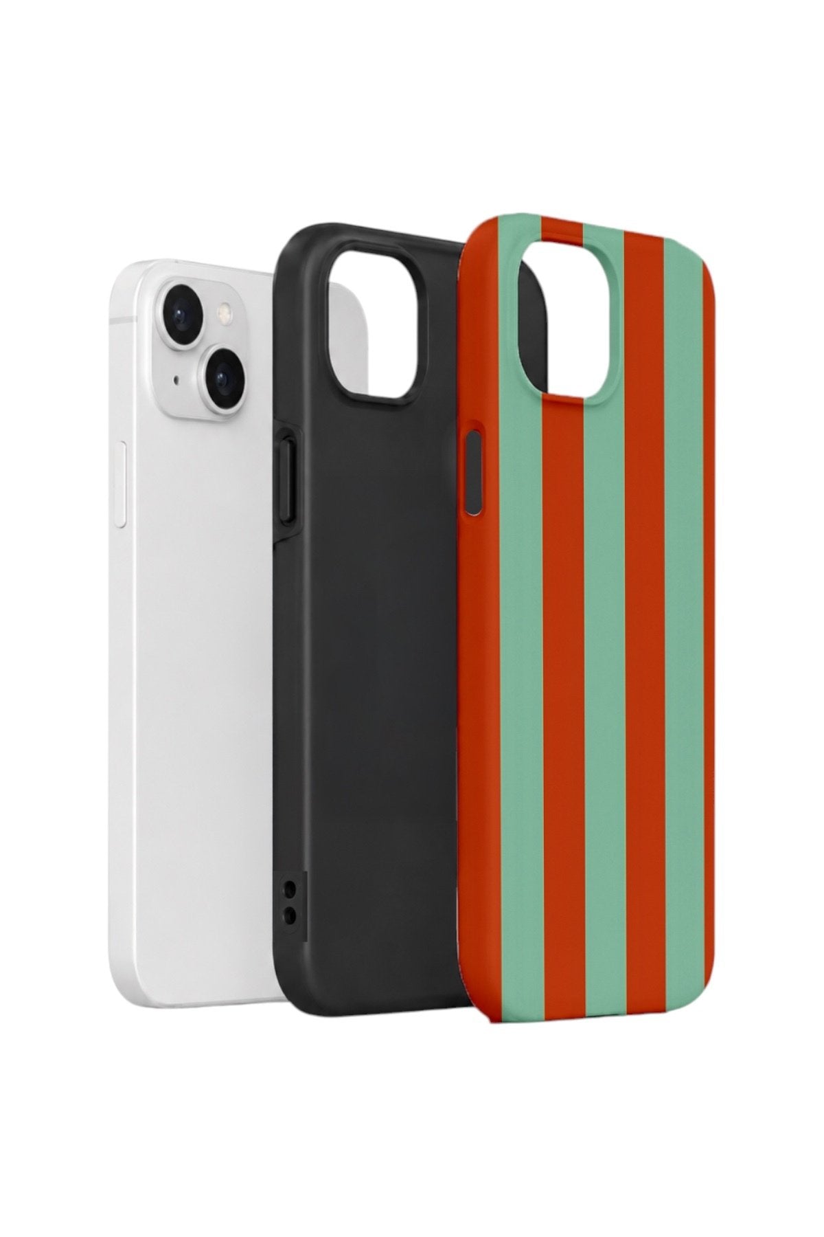 iPhone 13 Vorian Çift Katmanlı Kılıf Terracotta Mint Stripe