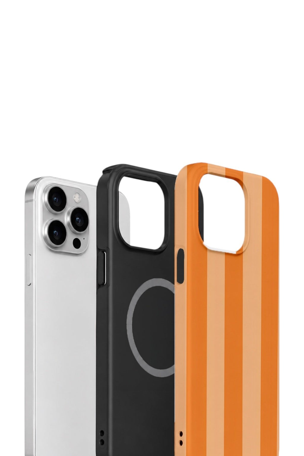 iPhone 12 Pro Vorian Çift Katmanlı MagSafe Kılıf Orange Cream Stripe