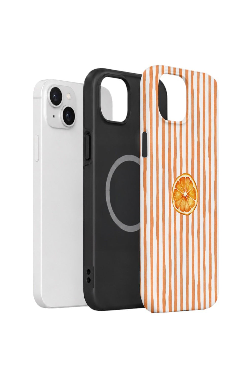 iPhone 15 Vorian Çift Katmanlı MagSafe Kılıf Orange Slice Stripe