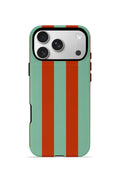 iPhone 17 Pro Vorian Çift Katmanlı MagSafe Kılıf Terracotta Mint Stripe