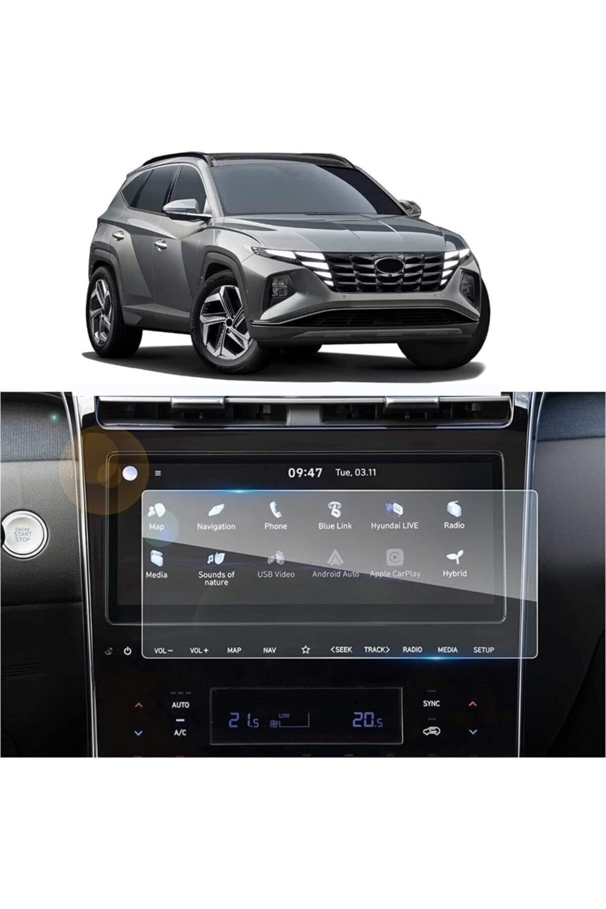 Hyundai Tucson 2021 10.25 Inç Multimedya Glass Ekran Koruyucu Nano
