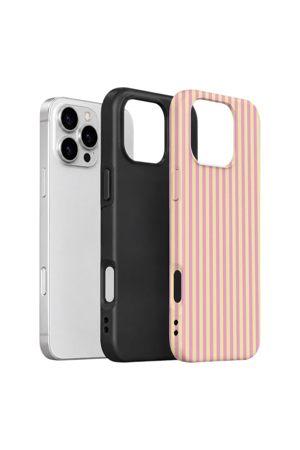 iPhone 16 Pro Max Vorian Çift Katmanlı Kılıf Lemon Candy Pinstripe