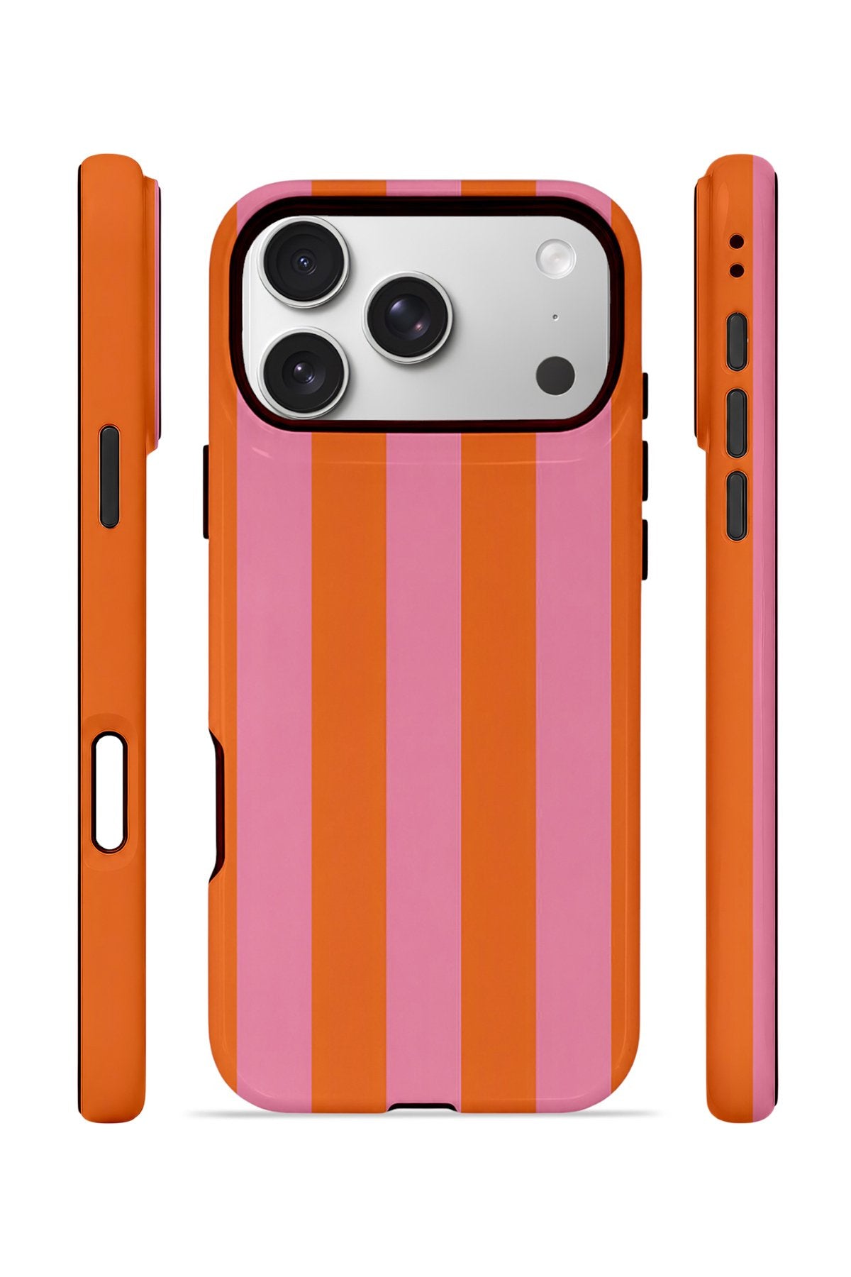 iPhone 17 Pro Vorian Çift Katmanlı Kılıf Tangerine Rose Stripe