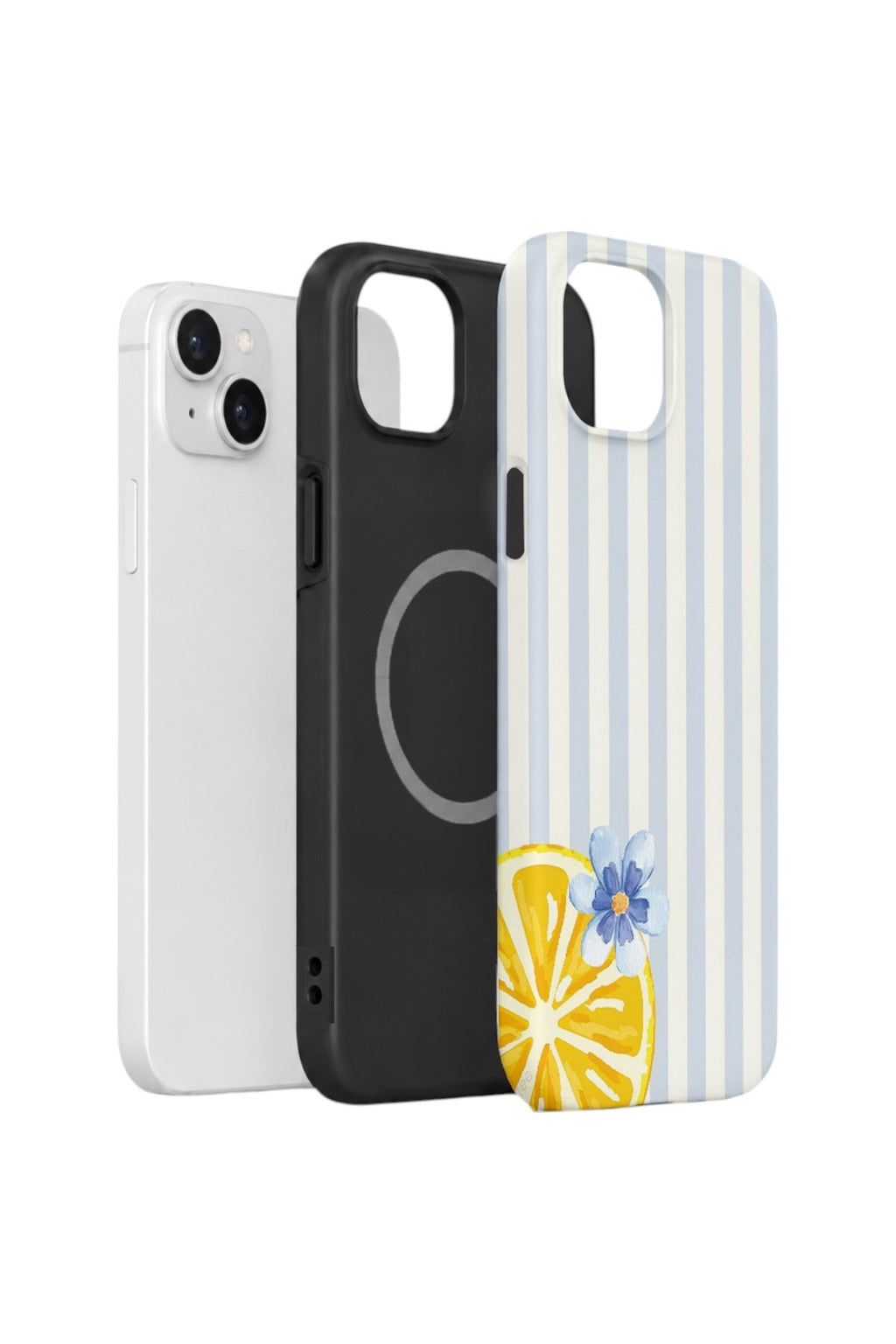iPhone 14 Vorian Çift Katmanlı MagSafe Kılıf Blue Lemon Blossom