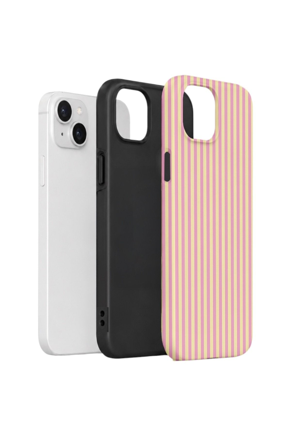iPhone 15 Vorian Çift Katmanlı Kılıf Lemon Candy Pinstripe