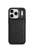 iPhone 17 Pro GripStand MagSafe Deri Kılıf Siyah