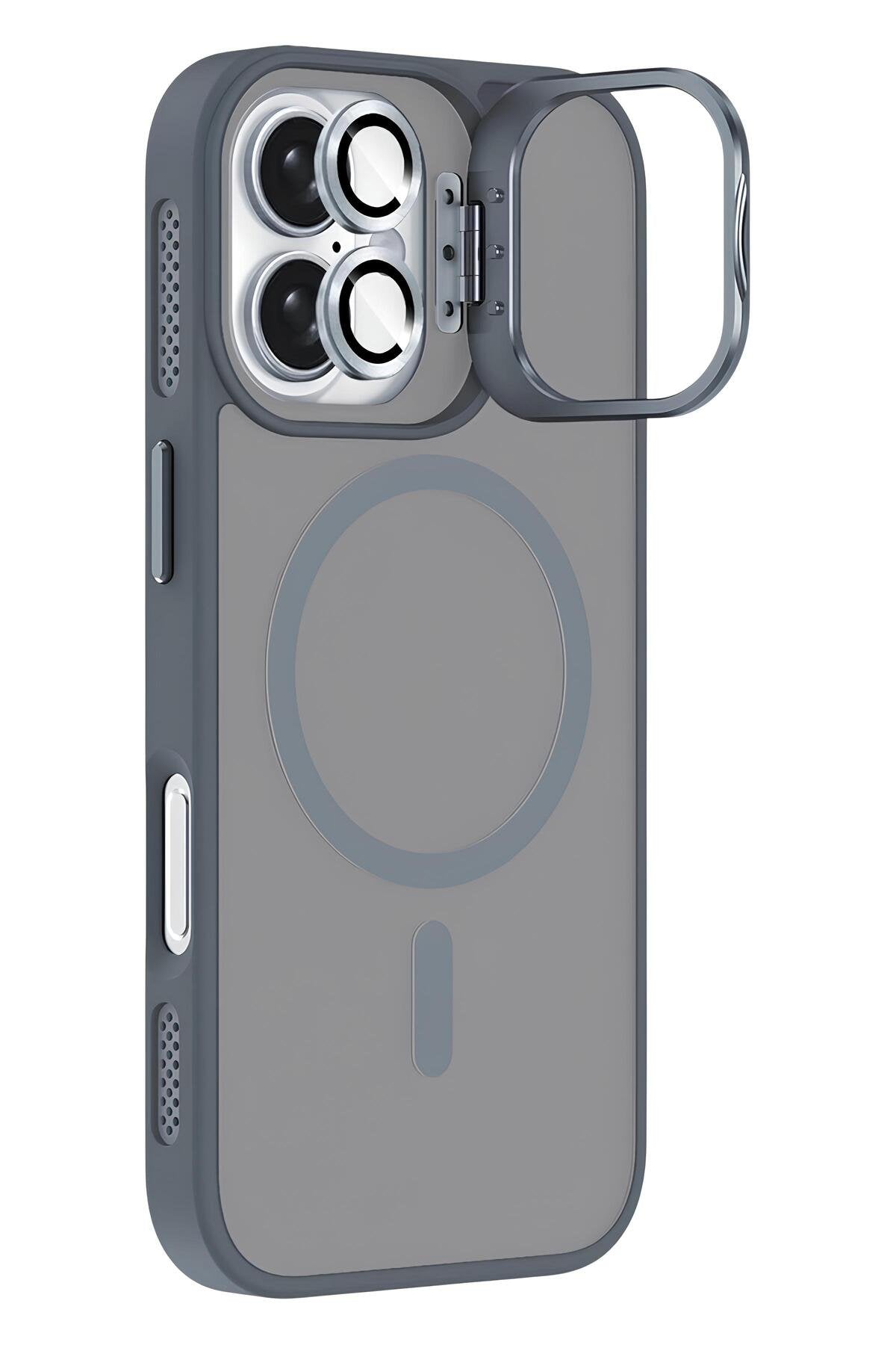 iPhone 17 6.3'' Cyrenn MagSafe Kılıf + Lens Koruyucu Titanyum Grisi
