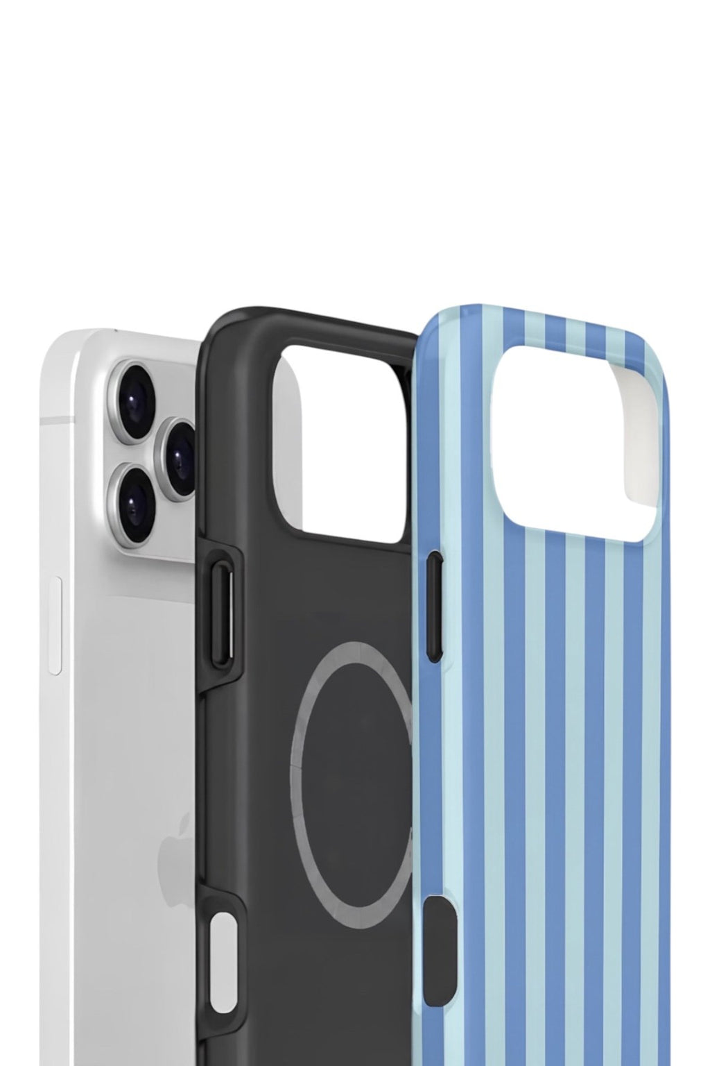 iPhone 17 Pro Vorian Çift Katmanlı MagSafe Kılıf Blue Gelato Stripe