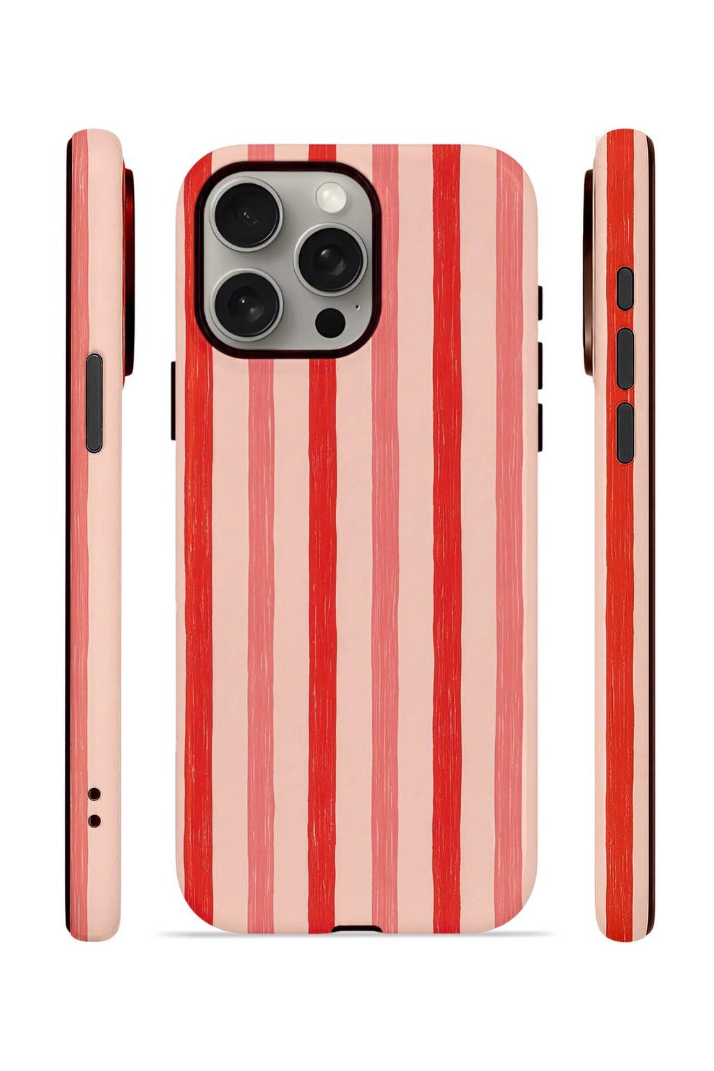 iPhone 15 Pro Vorian Çift Katmanlı MagSafe Kılıf Coral Cream Stripe
