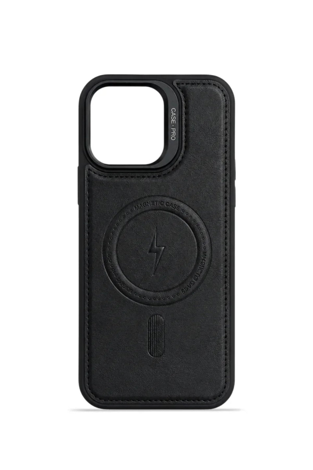 iPhone 14 GripStand MagSafe Deri Kılıf Siyah