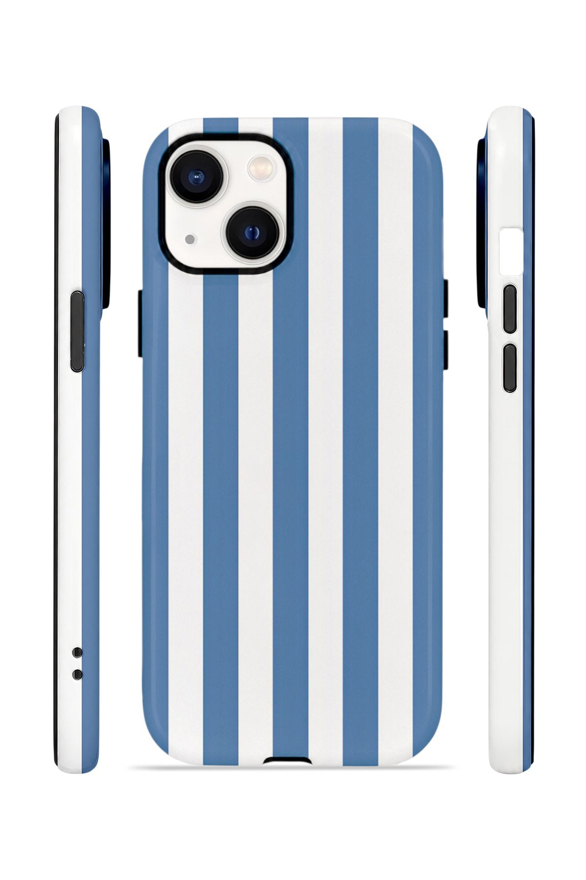 iPhone 14 Vorian Çift Katmanlı MagSafe Kılıf Blue Marina Stripe