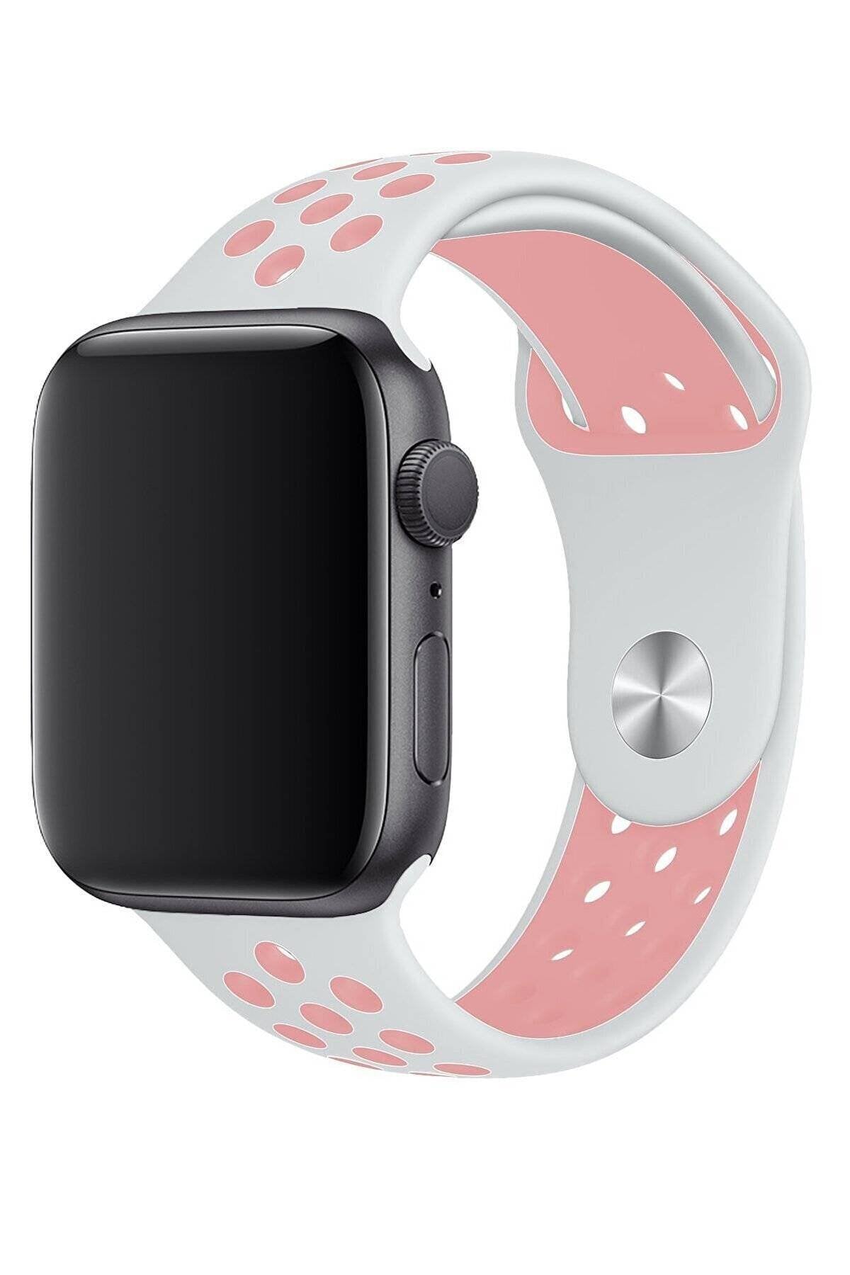 Apple Watch Series Fileli Kordon Beyaz-Pembe