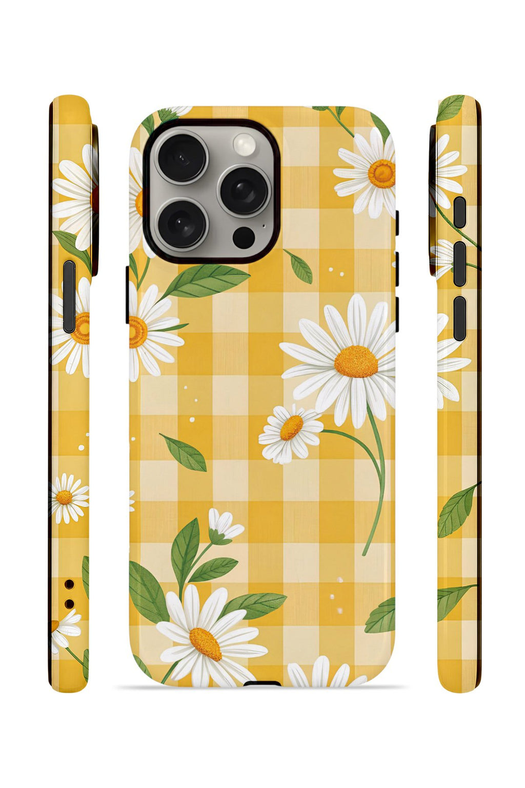 iPhone 15 Pro Vorian Çift Katmanlı Kılıf Daisy Picnic Gingham