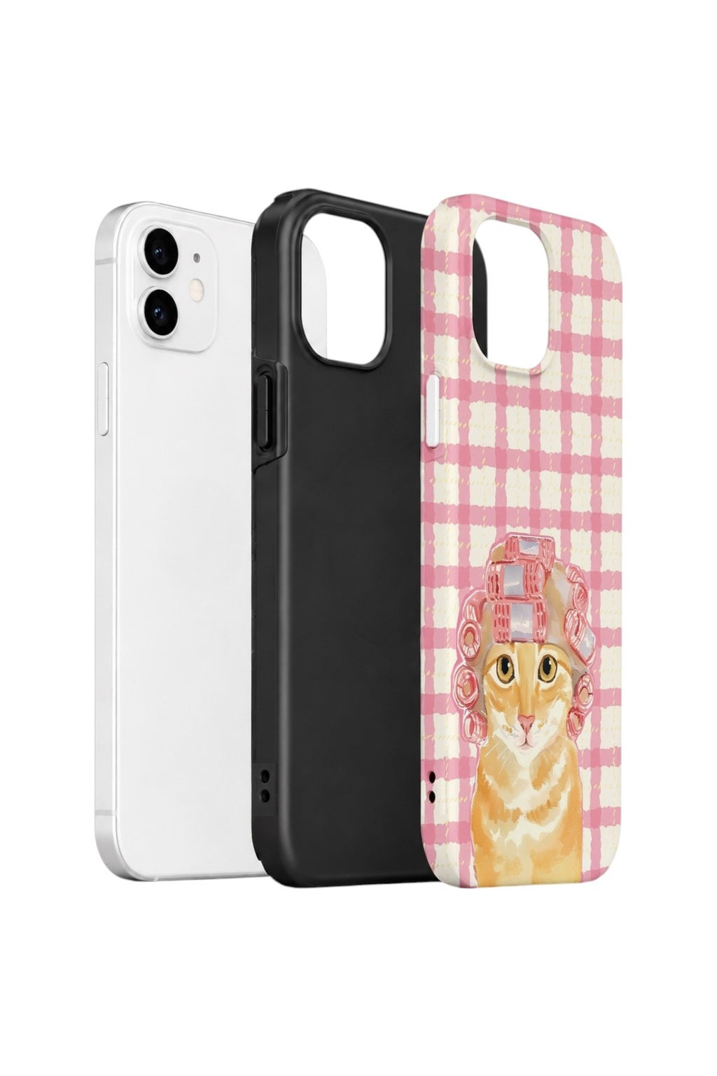 iPhone 12 Vorian Çift Katmanlı Kılıf Pink Picnic Cat