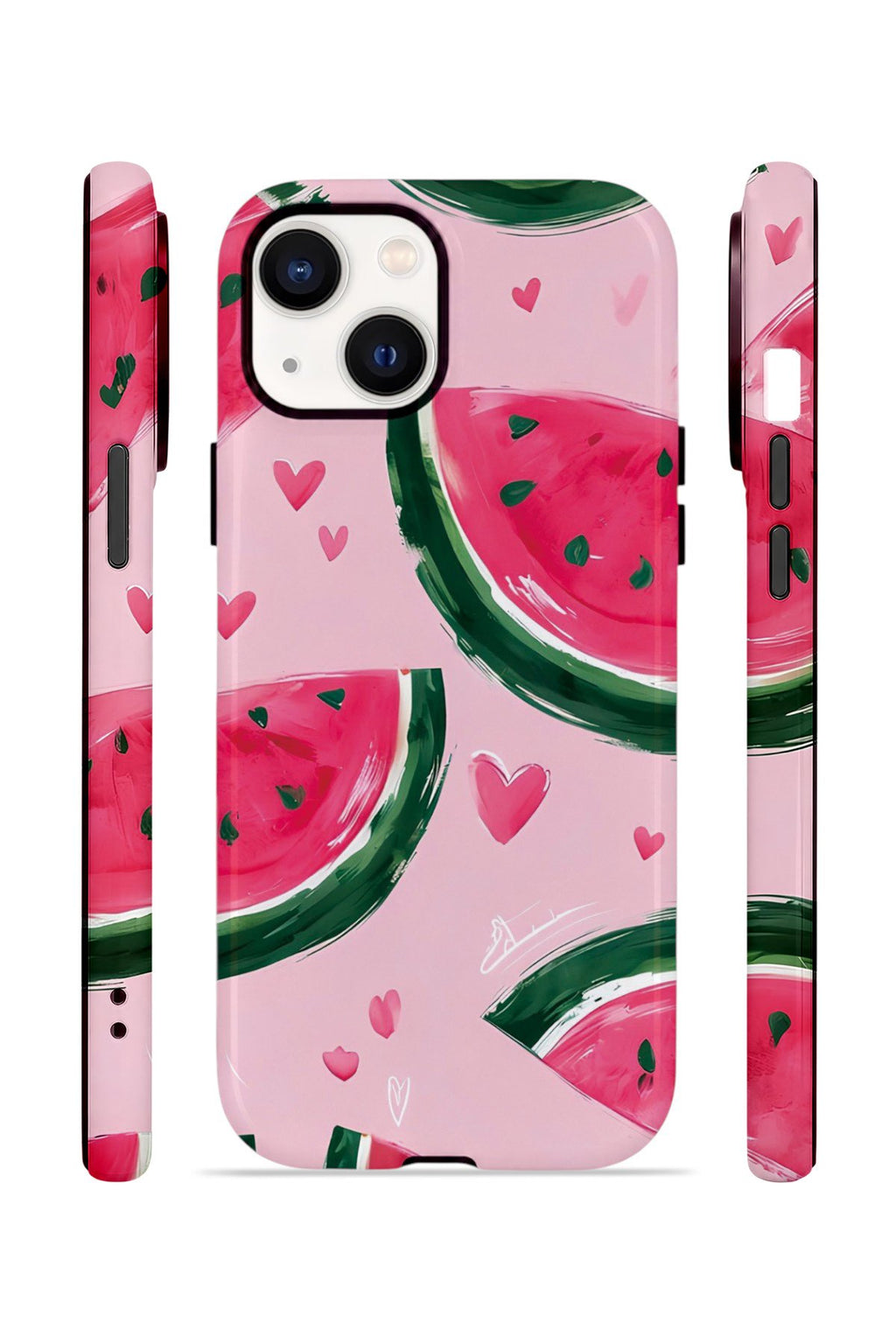 iPhone 14 Vorian Çift Katmanlı Kılıf Watermelon Hearts