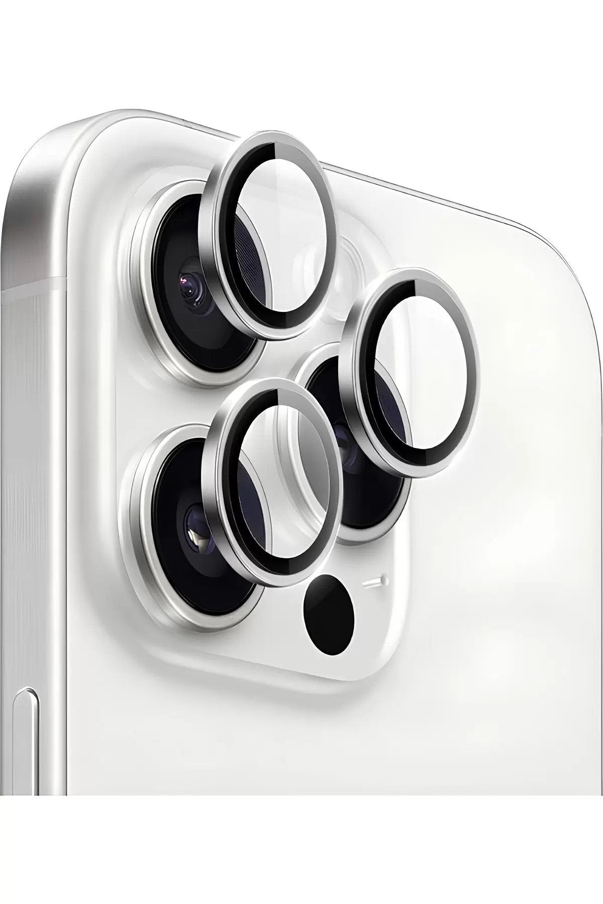 iPhone 16 Pro - Pro Max Metal Kamera Koruyucu Lens Gümüş
