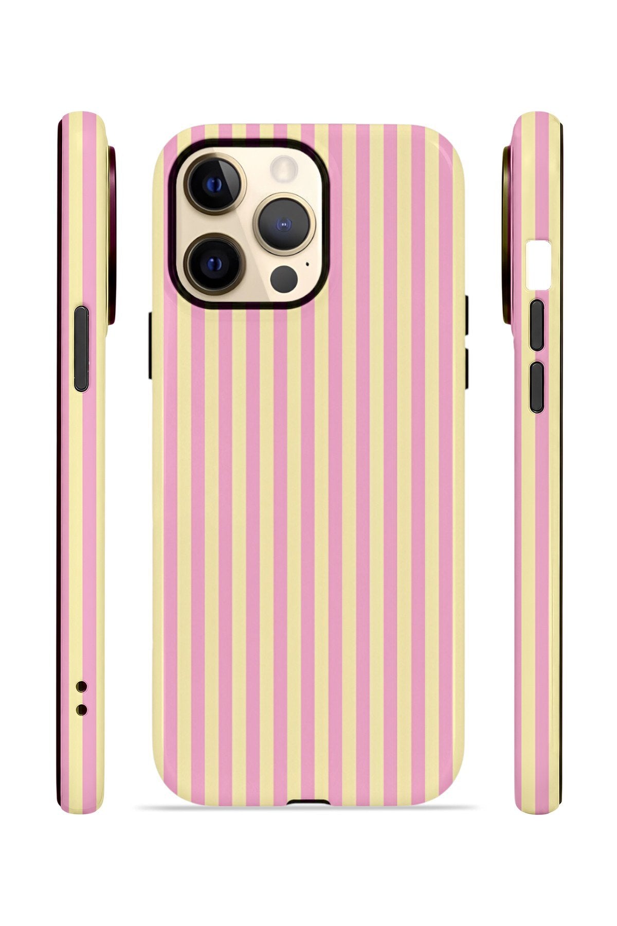 iPhone 14 Pro Max Vorian Çift Katmanlı Kılıf Lemon Candy Pinstripe