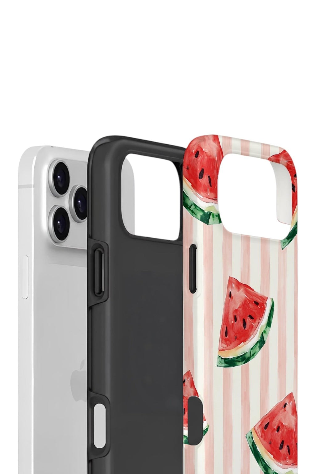 iPhone 17 Pro Vorian Çift Katmanlı Kılıf Watermelon Blush Stripe