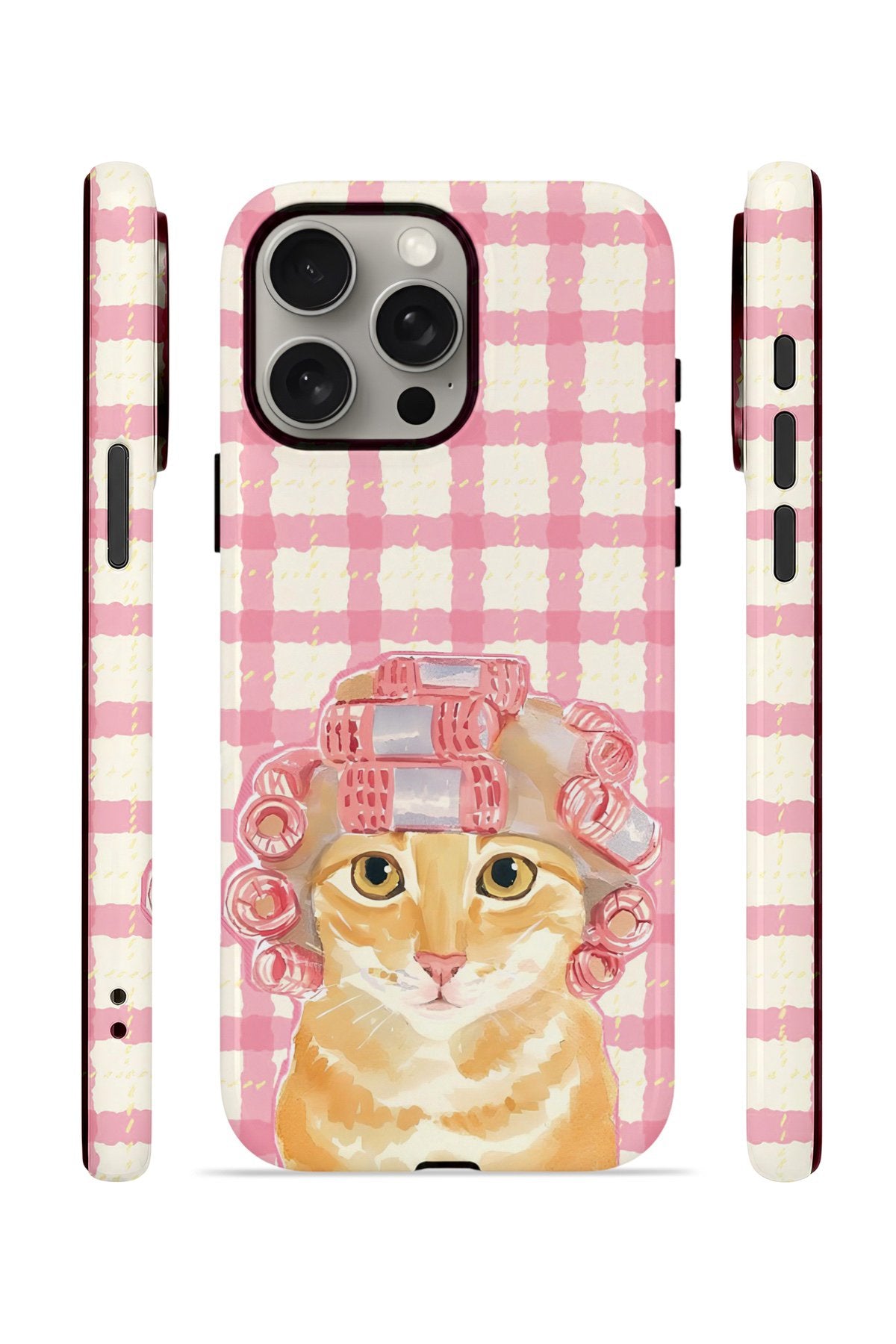 iPhone 15 Pro Max Vorian Çift Katmanlı Kılıf Pink Picnic Cat