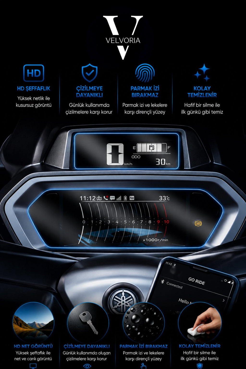 Yamaha X Max Tech Max 2023 Dijital Gösterge Uyumlu Nano Ekran Koruyucu Film