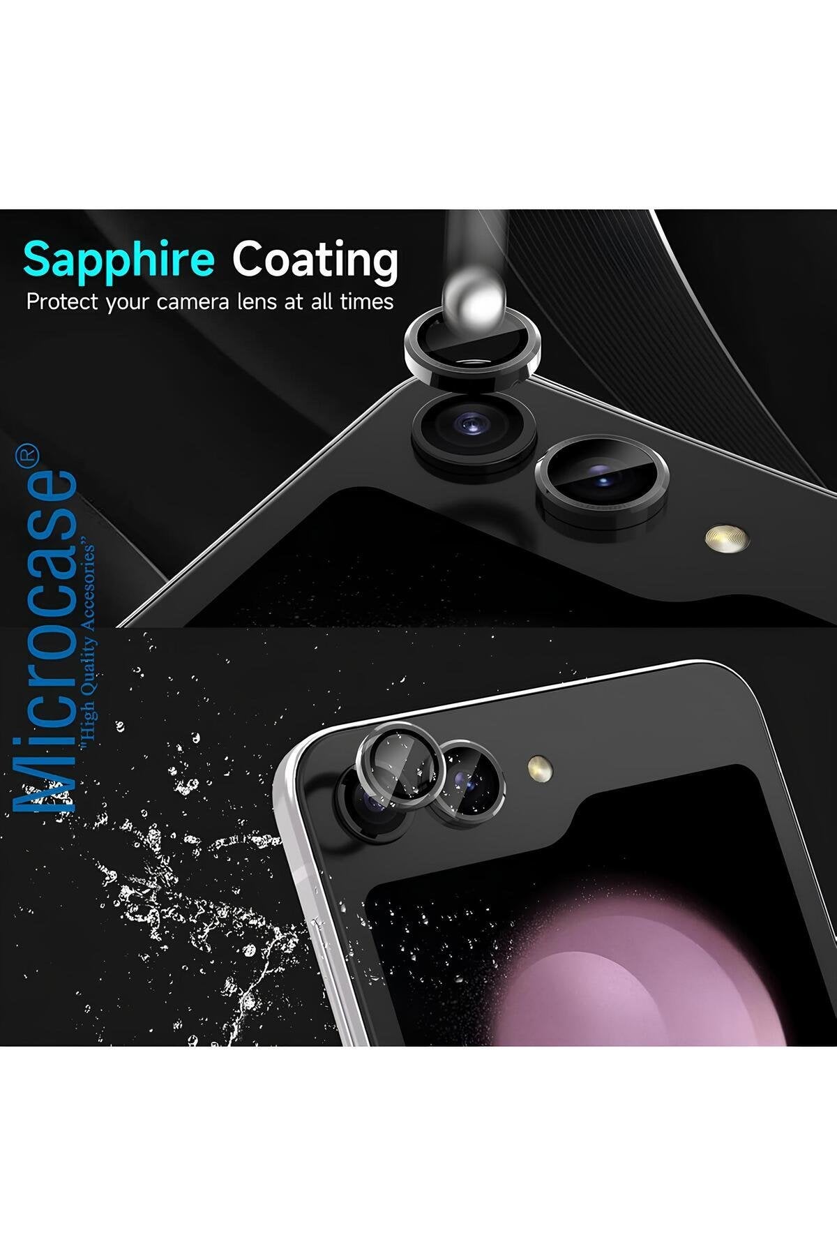 Samsung Galaxy Z Flip 6 Metal Kamera Koruyucu Lens Siyah