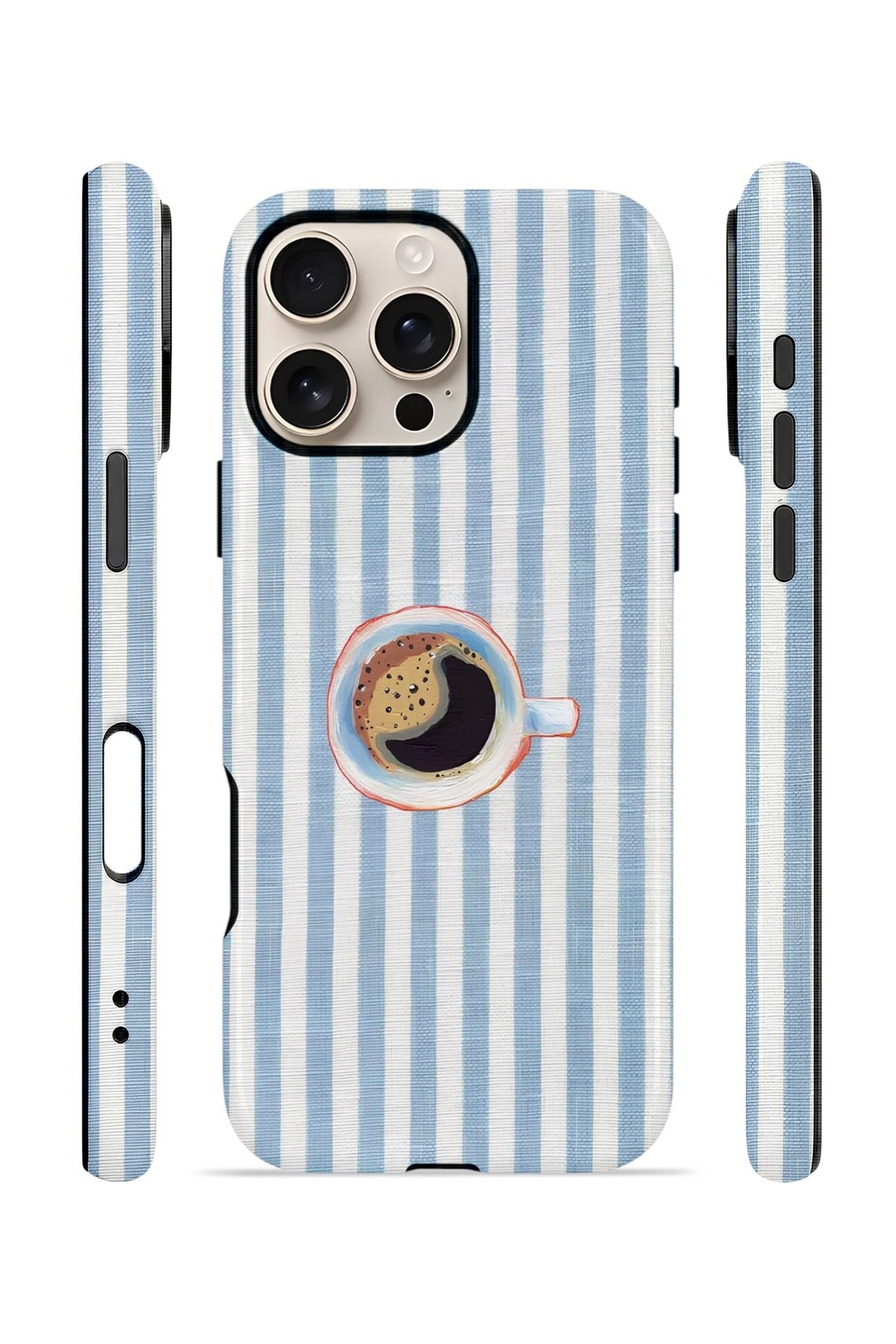 iPhone 16 Pro Max Vorian Çift Katmanlı MagSafe Kılıf Morning Coffee Stripe
