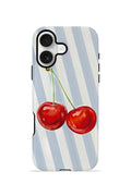 iPhone 17 Vorian Çift Katmanlı Kılıf Cherry Blue Stripe