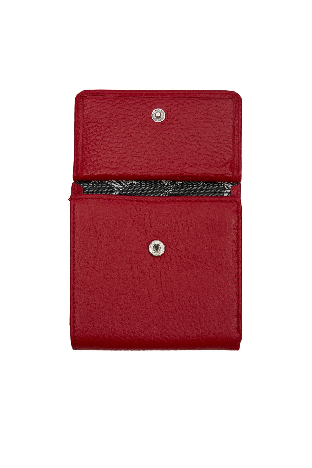 Kırmızı Bozuk Para Gözlü Hakiki Deri Mini Unisex Cüzdan Kartlık