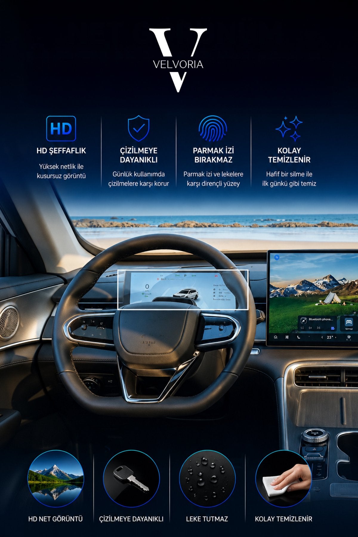 Chery Tiggo 8 Dijital Gösterge Uyumlu 9H Nano Ekran Koruyucu 2025-2026
