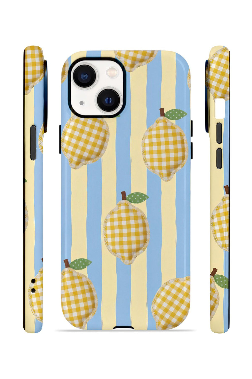 iPhone 14 Plus Vorian Çift Katmanlı Kılıf Gingham Lemon Grove
