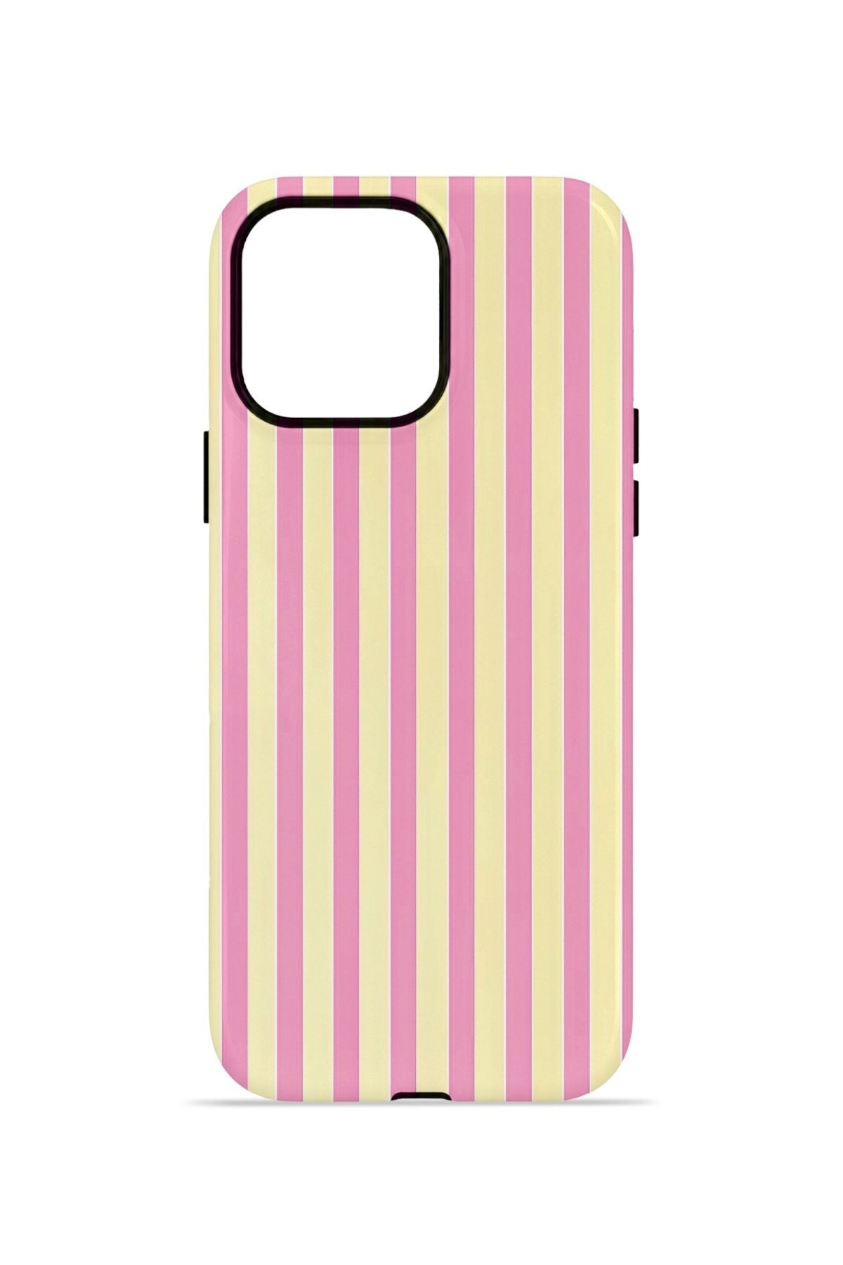 iPhone 14 Pro Max Vorian Çift Katmanlı Kılıf Pink Lemon Pinstripe