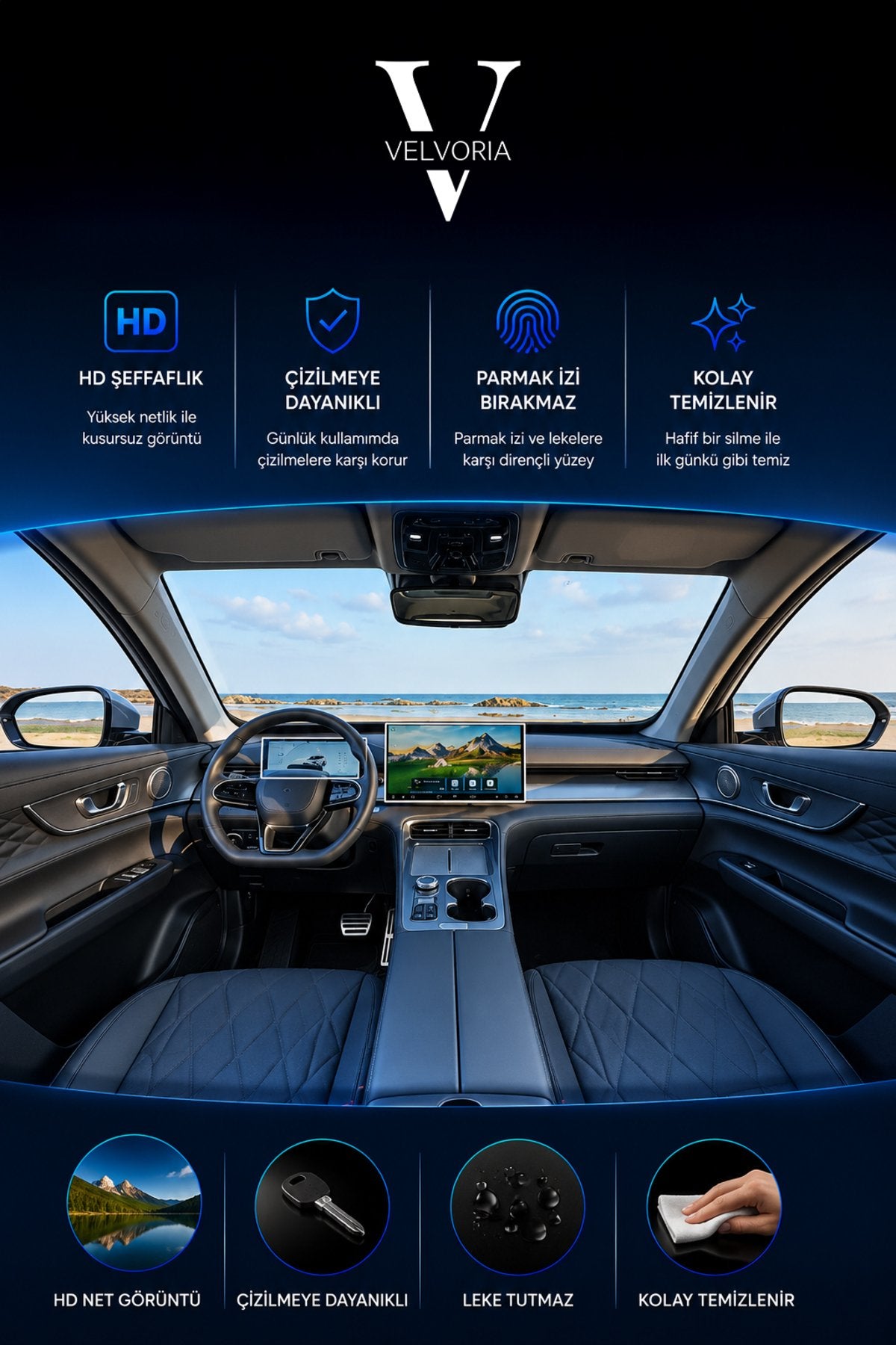 Chery Tiggo 8 Dijital Gösterge ve Navigasyon Uyumlu 9H Nano Ekran Koruyucu 2025-2026