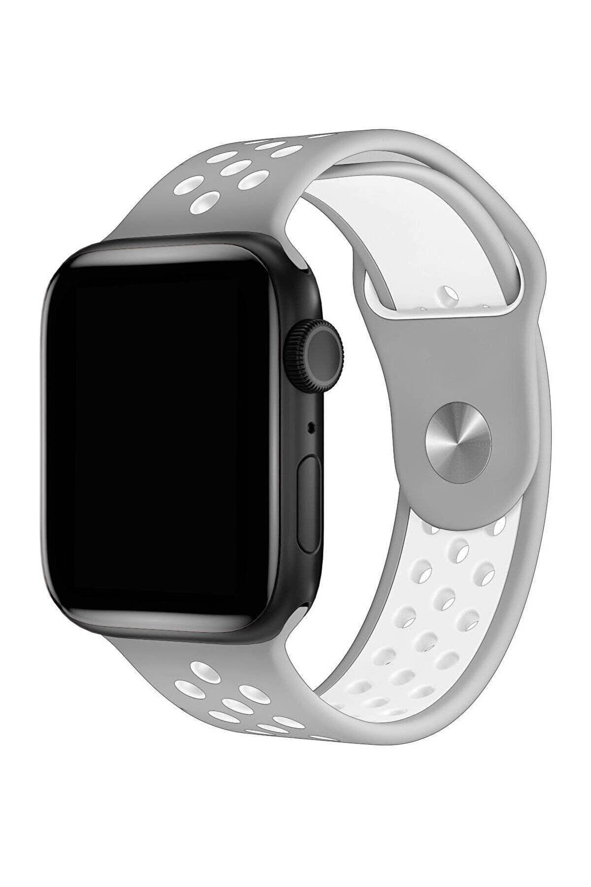 Apple Watch Series Fileli Kordon Gri-Beyaz