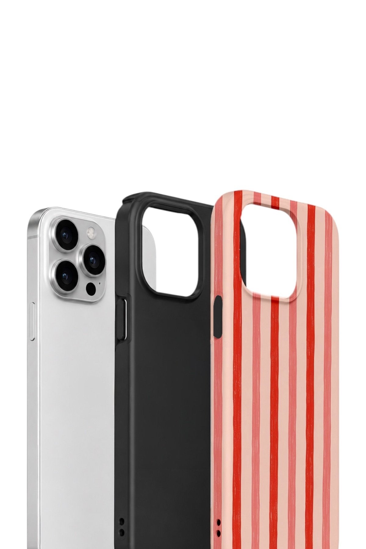 iPhone 14 Pro Max Vorian Çift Katmanlı Kılıf Coral Cream Stripe