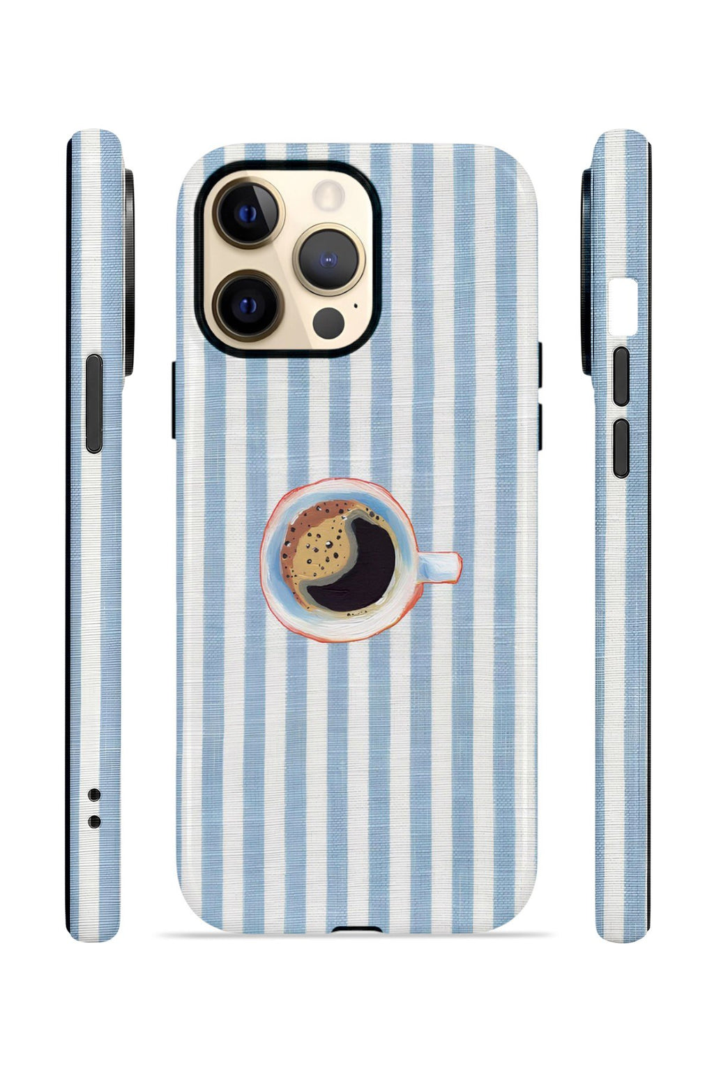 iPhone 14 Pro Max Vorian Çift Katmanlı Kılıf Morning Coffee Stripe