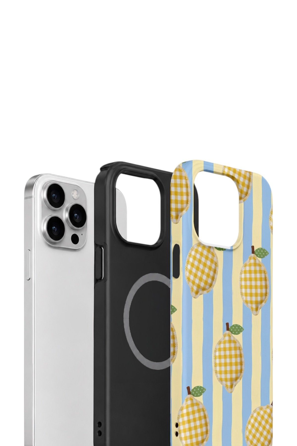 iPhone 15 Pro Vorian Çift Katmanlı MagSafe Kılıf Gingham Lemon Grove