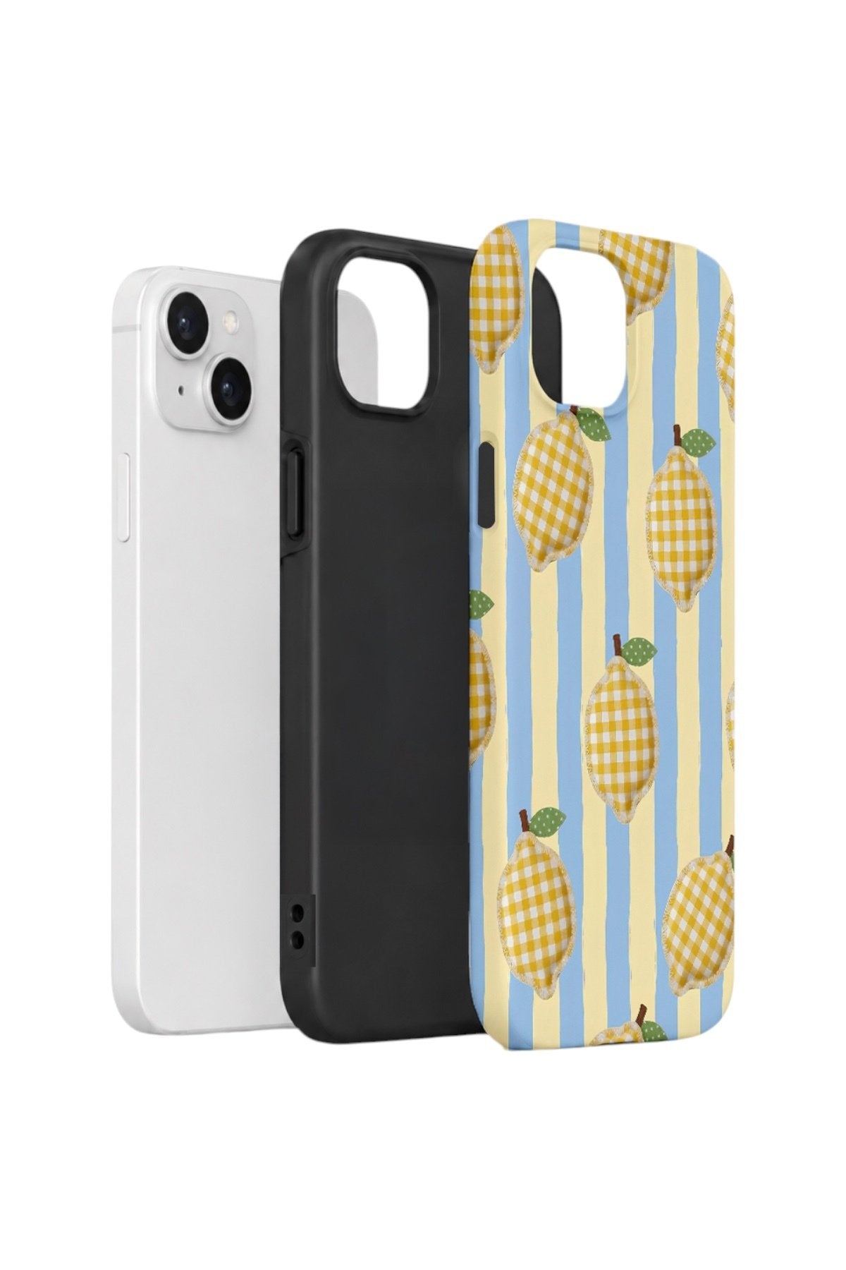 iPhone 15 Plus Vorian Çift Katmanlı Kılıf Gingham Lemon Grove