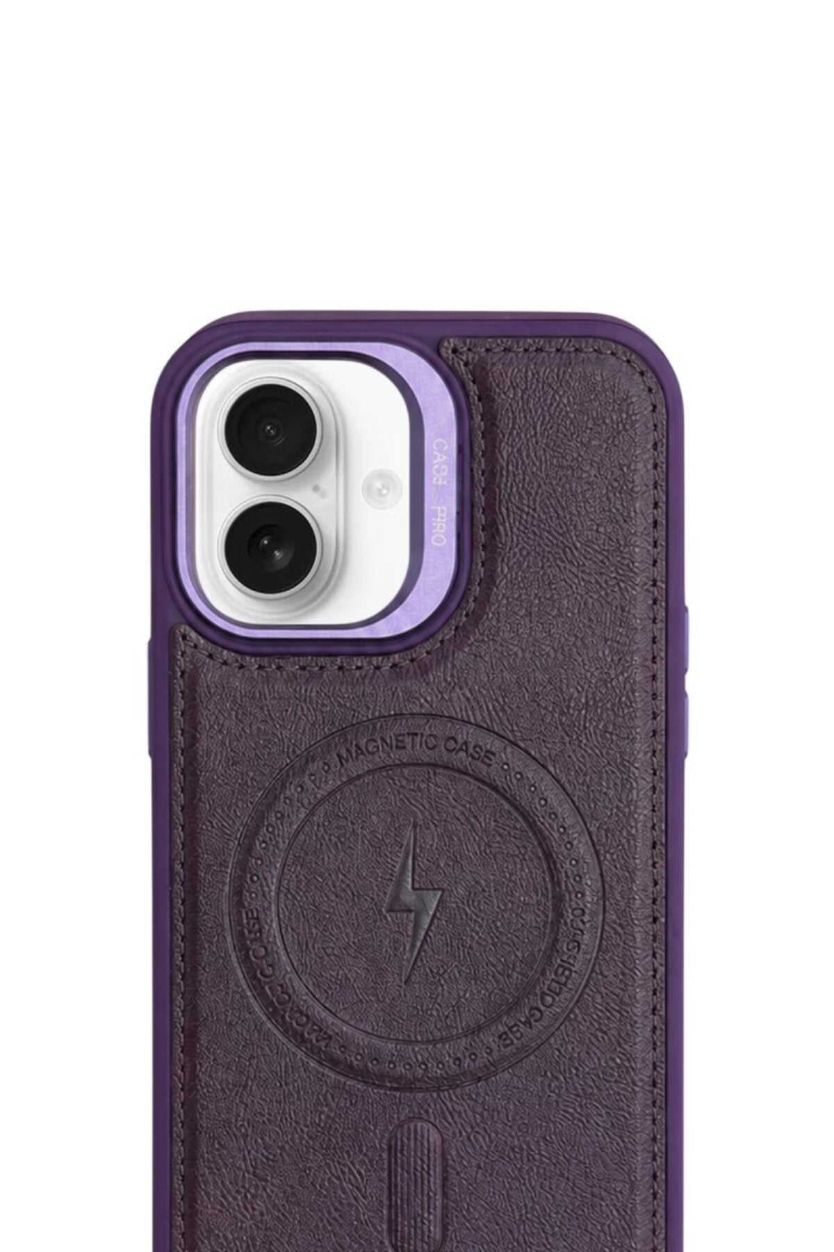 iPhone 17 GripStand MagSafe Deri Kılıf Mor