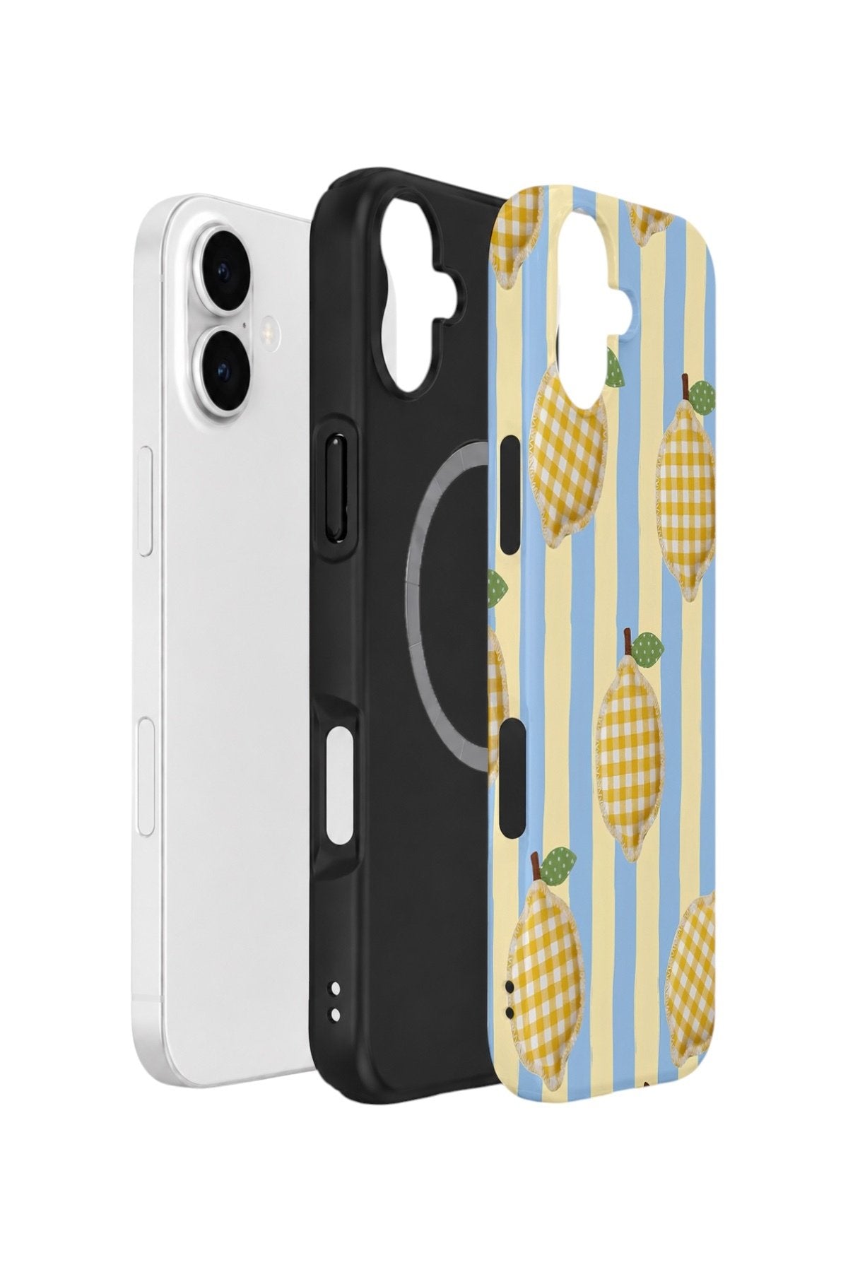 iPhone 16 Plus Vorian Çift Katmanlı MagSafe Kılıf Gingham Lemon Grove